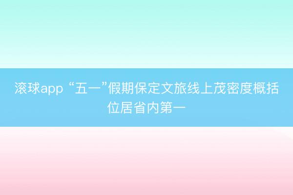 滚球app “五一”假期保定文旅线上茂密度概括位居省内第一