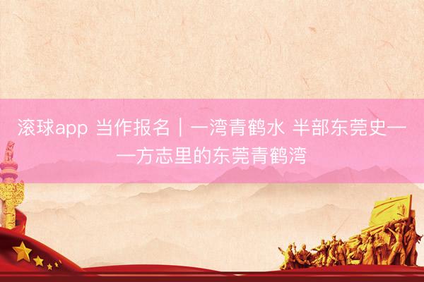 滚球app 当作报名｜一湾青鹤水 半部东莞史——方志里的东莞青鹤湾