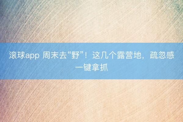 滚球app 周末去“野”！这几个露营地，疏忽感一键拿抓