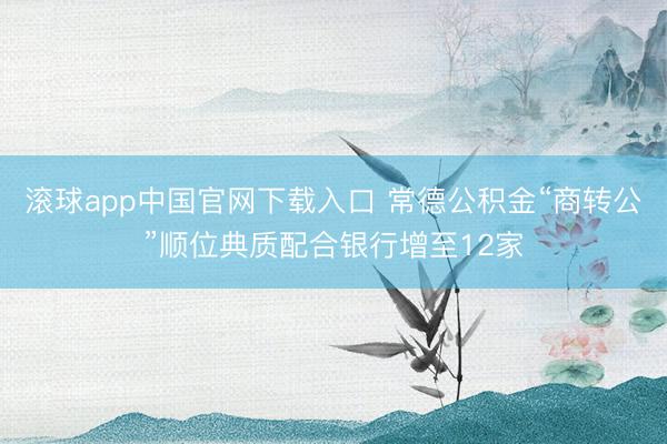 滚球app中国官网下载入口 常德公积金“商转公”顺位典质配合银行增至12家
