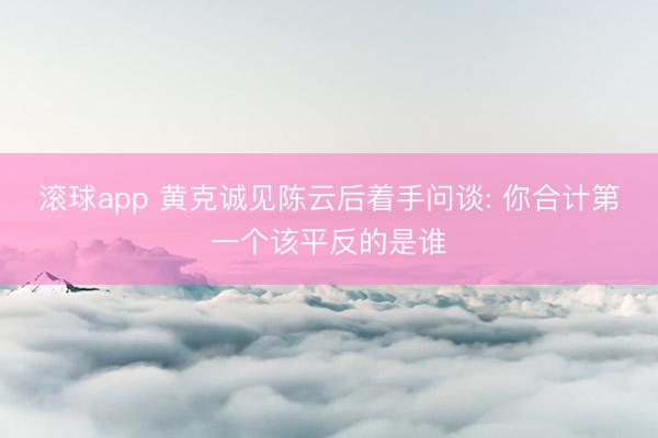 滚球app 黄克诚见陈云后着手问谈: 你合计第一个该平反的是谁