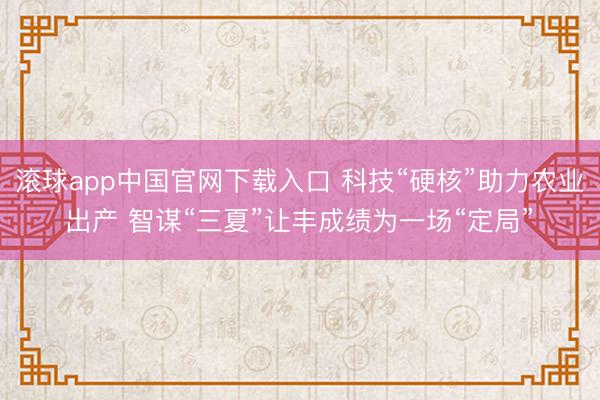 滚球app中国官网下载入口 科技“硬核”助力农业出产 智谋“三夏”让丰成绩为一场“定局”‌