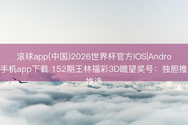滚球app(中国)2026世界杯官方IOS|Android手机app下载 152期王林福彩3D瞻望奖号：独胆推选
