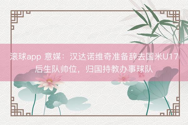 滚球app 意媒：汉达诺维奇准备辞去国米U17后生队帅位，归国持教办事球队