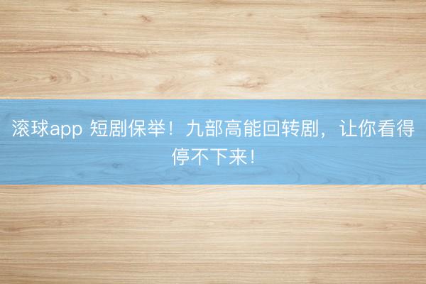 滚球app 短剧保举！九部高能回转剧，让你看得停不下来！