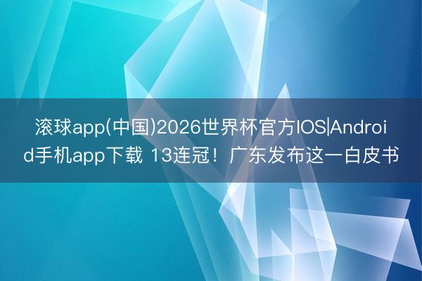 滚球app(中国)2026世界杯官方IOS|Android手机app下载 13连冠!广东发布这一白皮书