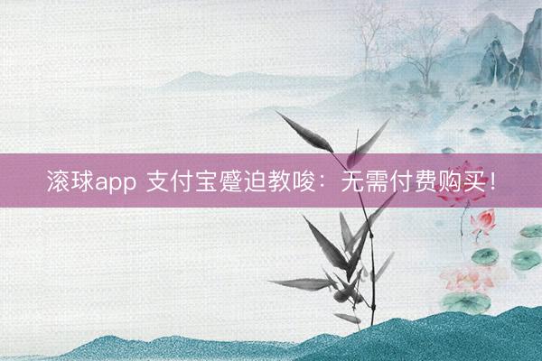 滚球app 支付宝蹙迫教唆：无需付费购买！